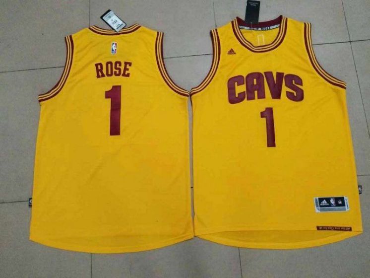 Men Cleveland Cavaliers 1 Rose Yellow NBA Jerseys